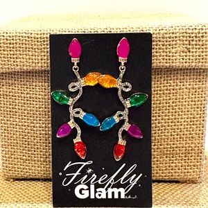 NWT Firefly Glam Christmas earrings gold tone: colorful Christmas lights sparkly